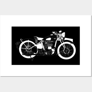 BSA M20 White Outline Posters and Art